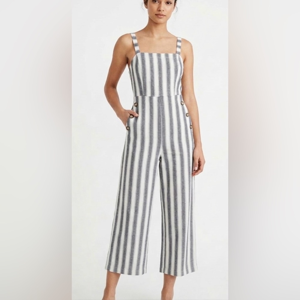 Timing Striped Jumpsuit in Gray and White